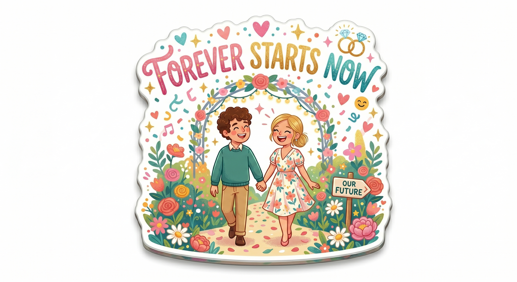 Forever Starts Now Floral Proposal Fridge Magnet