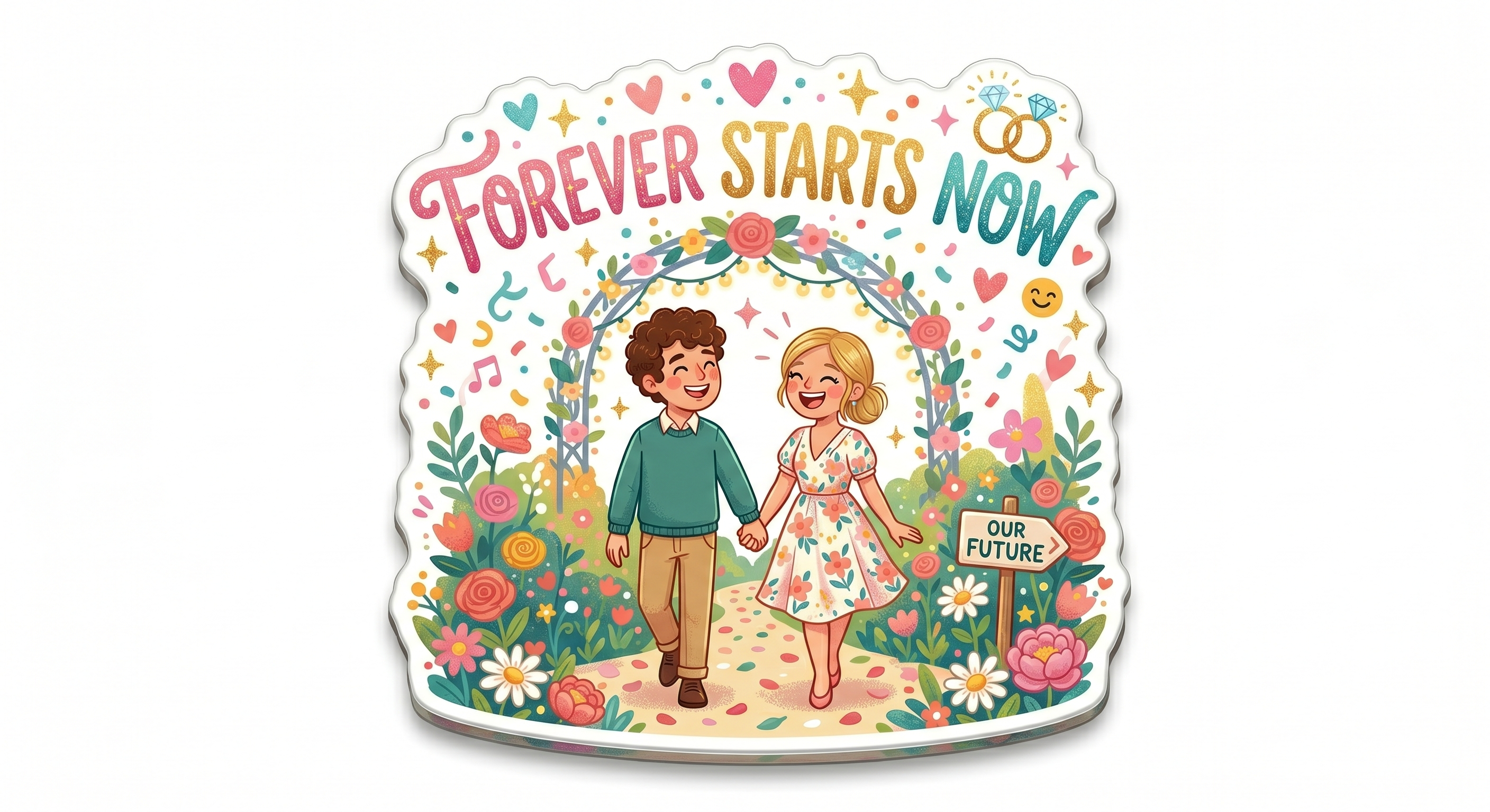 Forever Starts Now Floral Proposal Fridge Magnet