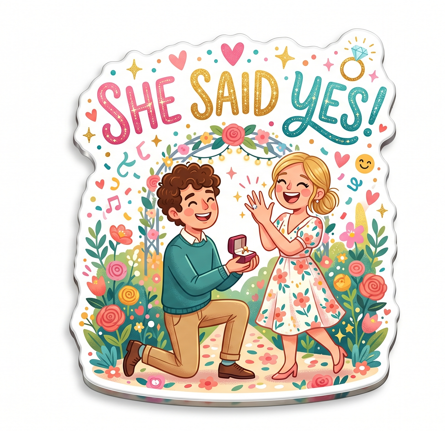 She Said Yes Garden Proposal Fridge Magnet