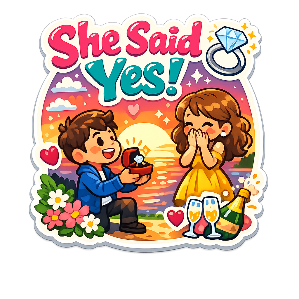 She Said Yes Sunset Proposal Fridge Magnet
