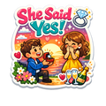 She Said Yes Sunset Proposal Fridge Magnet