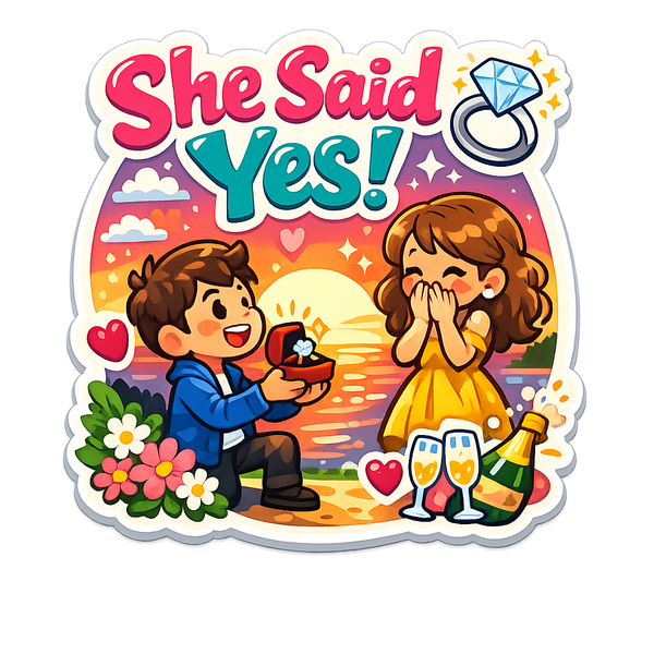 She Said Yes Sunset Proposal Fridge Magnet