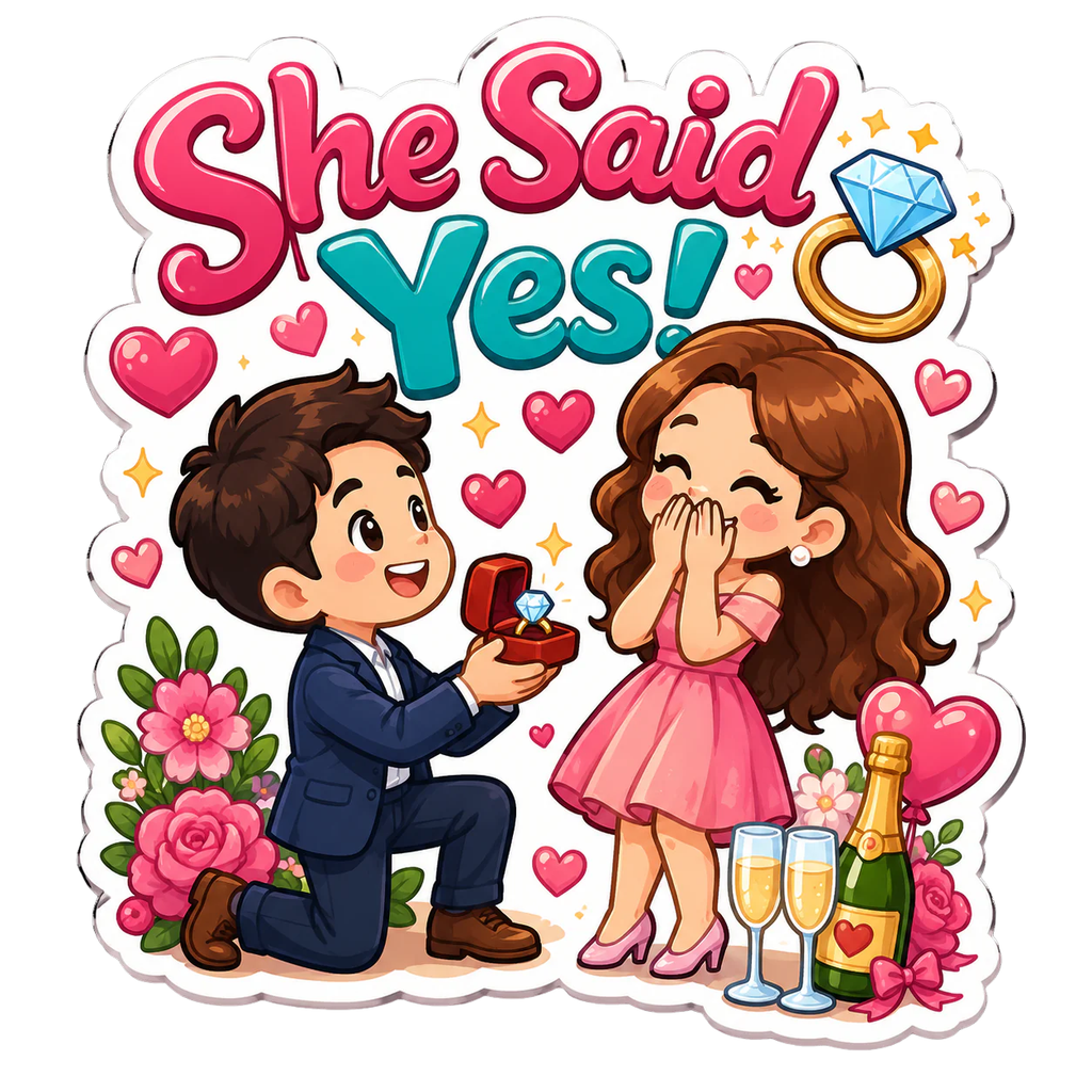 She Said Yes Engagement Celebration Fridge Magnet