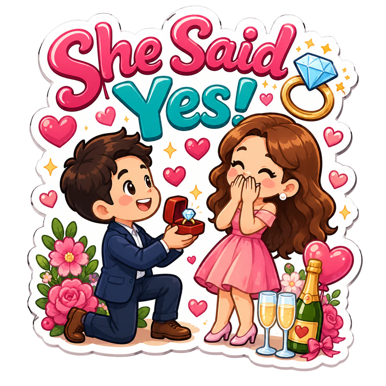 She Said Yes Engagement Celebration Fridge Magnet