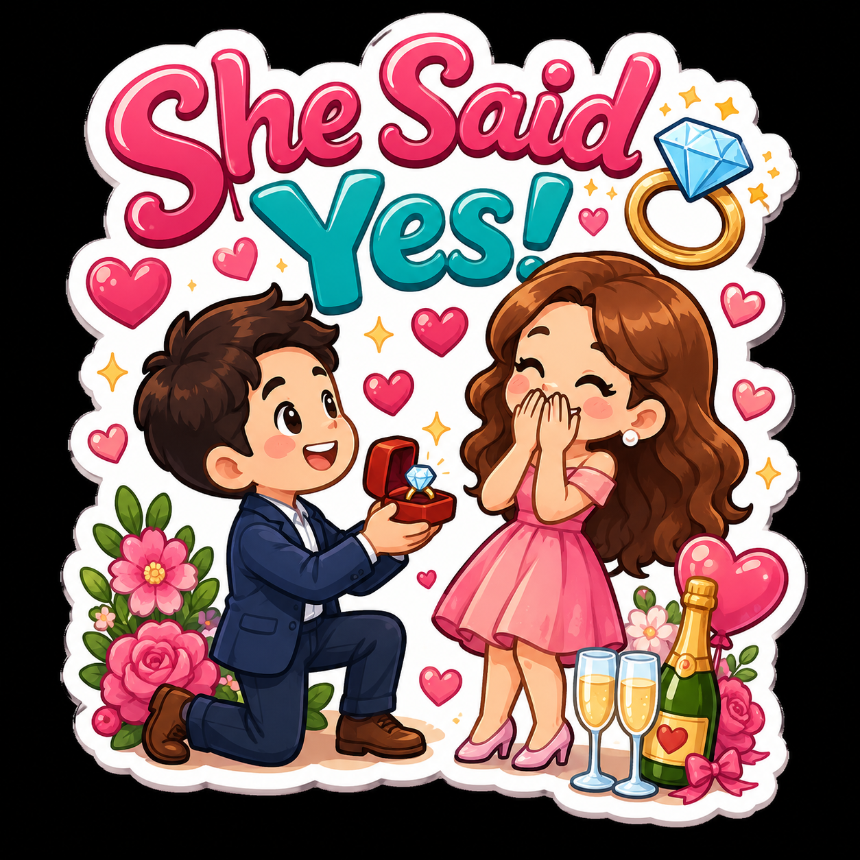 She Said Yes Engagement Celebration Fridge Magnet