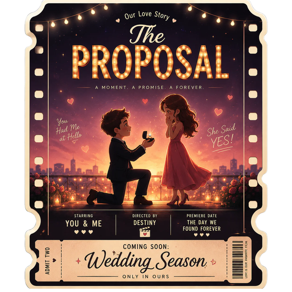 Our Love Story Proposal Ticket Fridge Magnet