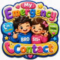 Brother and sister emergency contact themed fridge magnet.