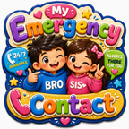 Brother and sister emergency contact themed fridge magnet.