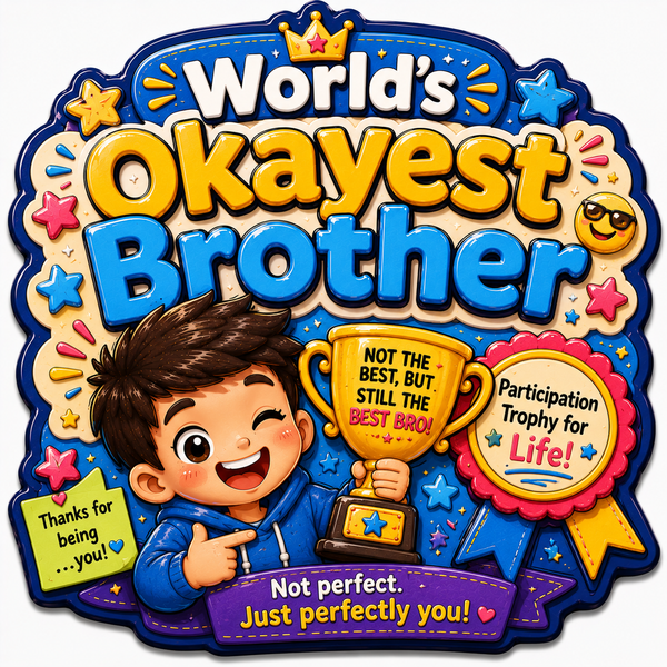 World's okayest brother funny fridge magnet.