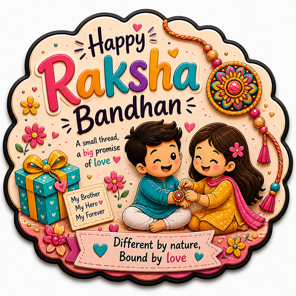 Happy Raksha Bandhan Cute Fridge Magnet | Brother Sister Gift