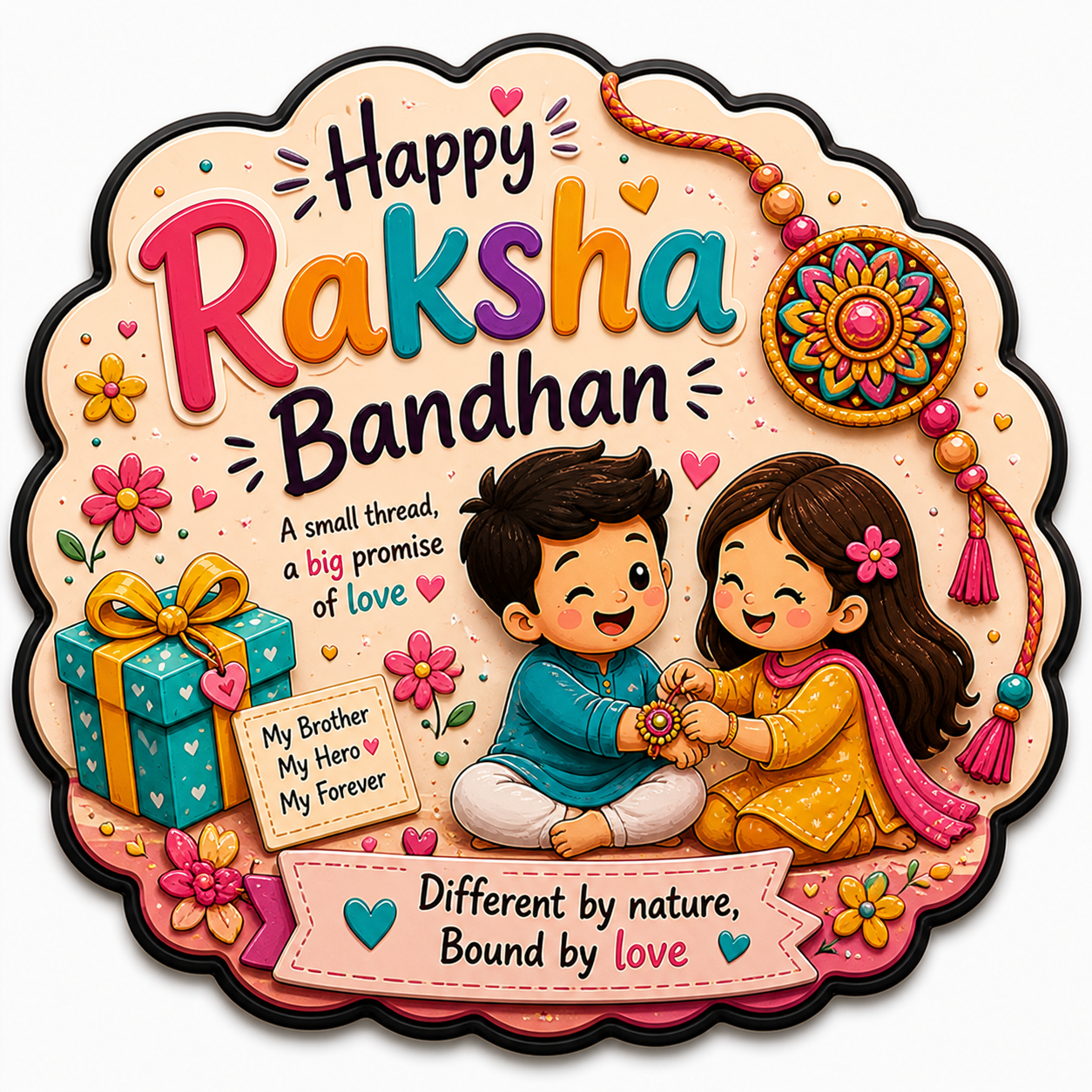 Happy Raksha Bandhan Cute Fridge Magnet | Brother Sister Gift