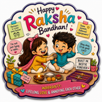Cute sibling Raksha Bandhan magnet with brother and sister and warranty of lifelong love and annoying each other.