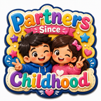 Cute siblings magnet with partners since childhood quote.