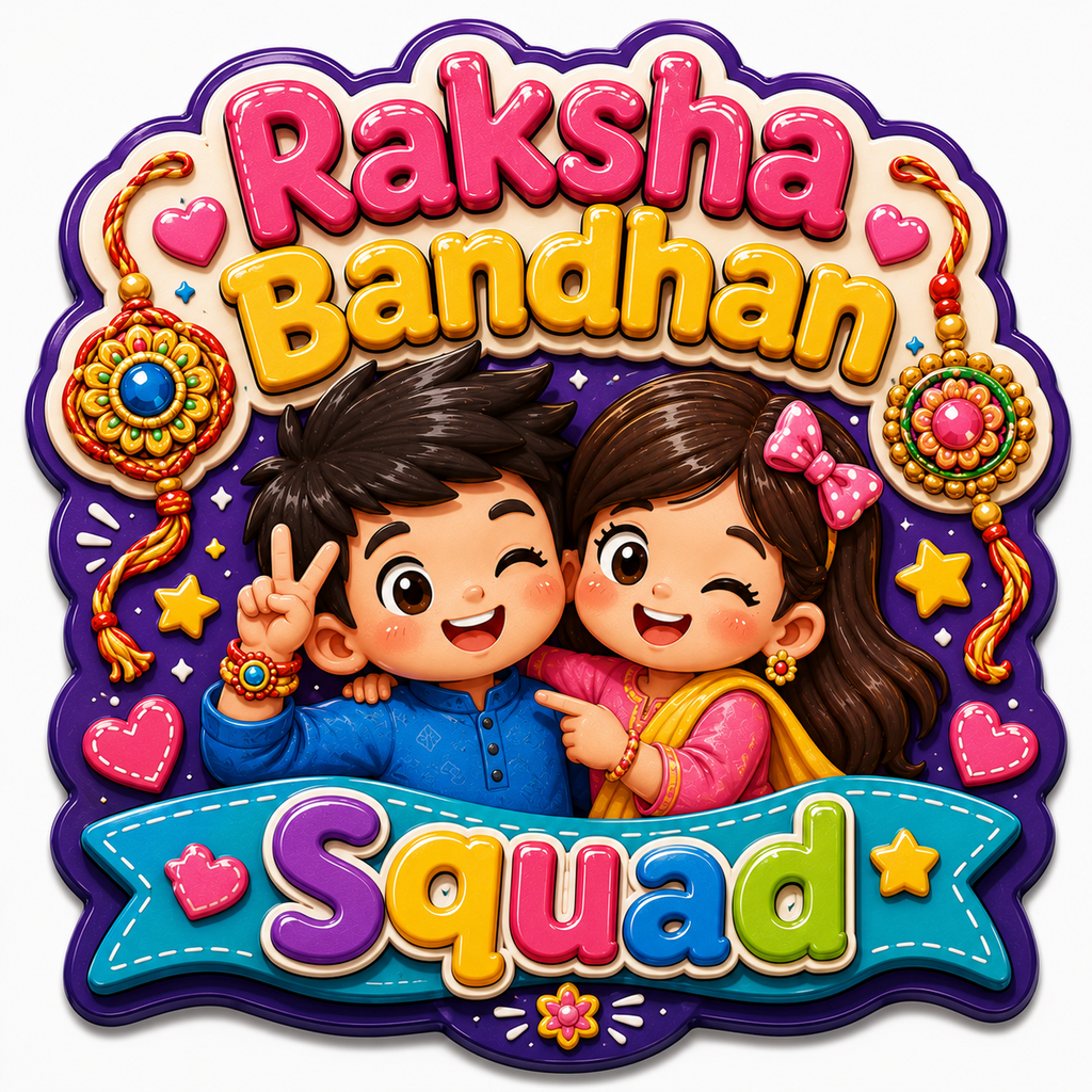 Cute Raksha Bandhan squad fridge magnet with brother and sister.