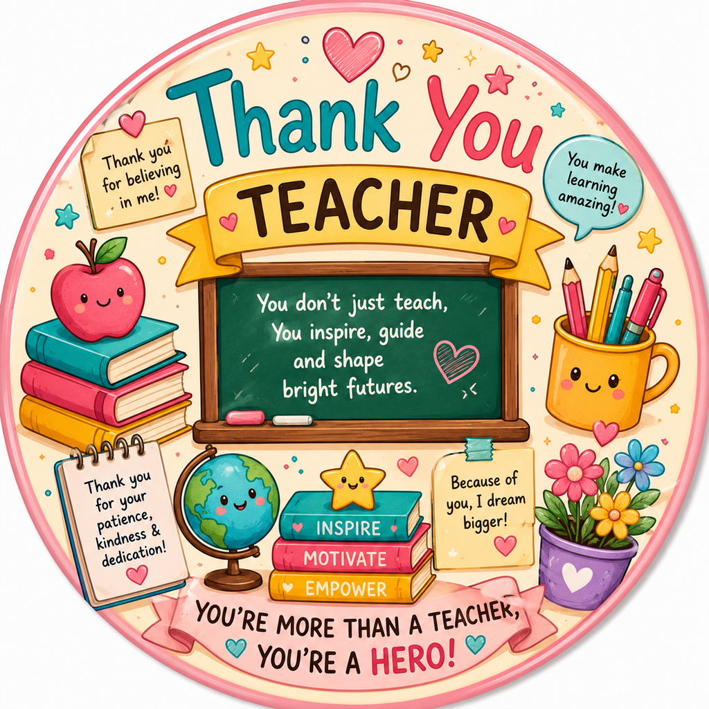 Thank You Teacher Fridge Magnet