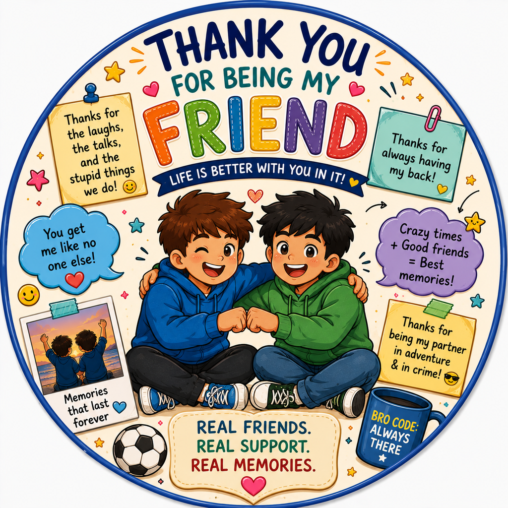Thank You for Being My Friend (Boys) Fridge Magnet