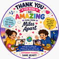 Thank You for Being So Amazing Even From Miles Apart MDF fridge magnet with colorful long-distance friendship artwork.