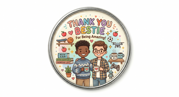 Thank You Bestie For Being Amazing premium MDF fridge magnet with cheerful friendship illustration.