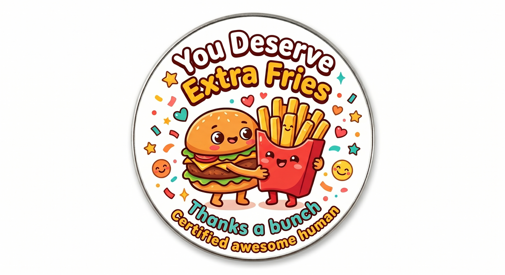 You Deserve Extra Fries funny food themed fridge magnet.