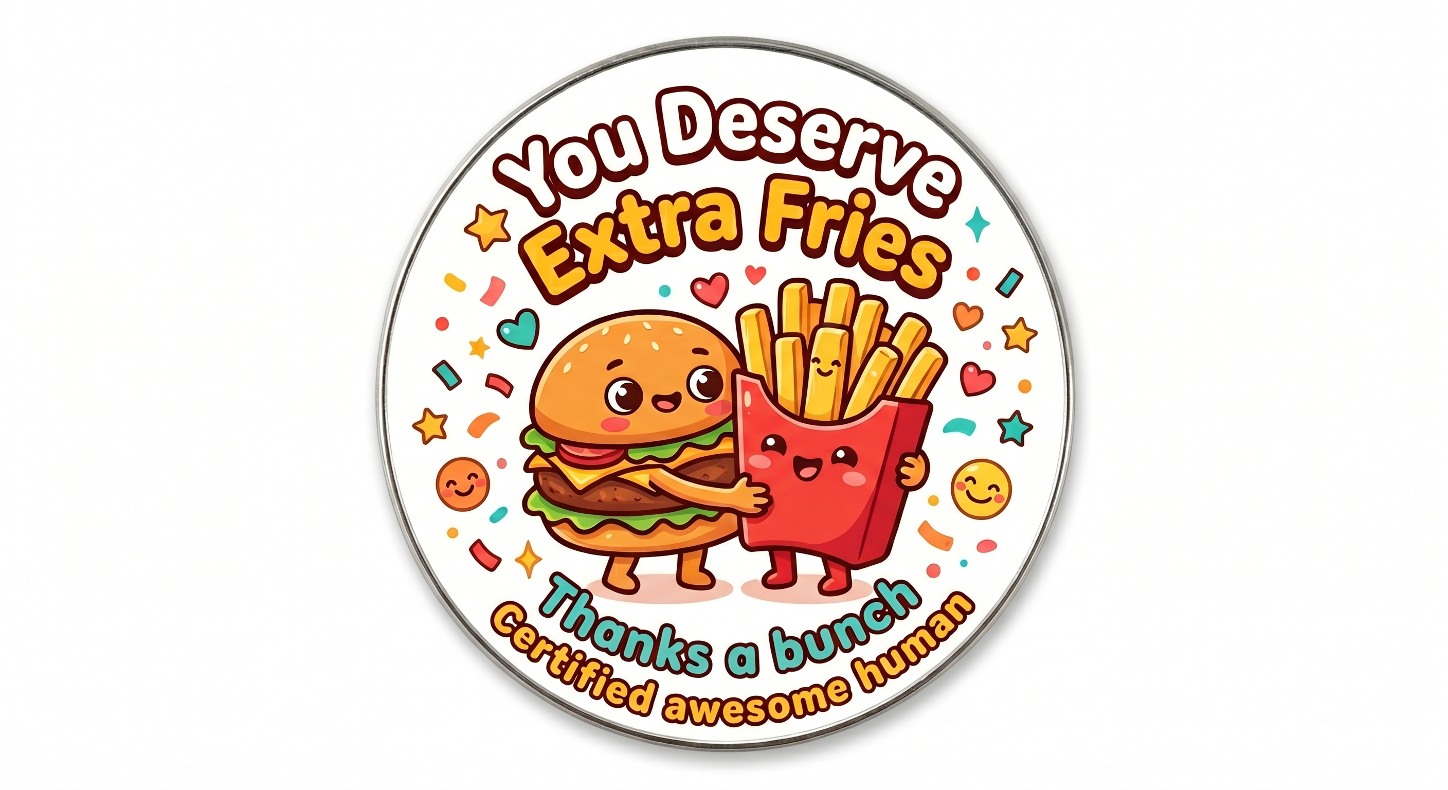 You Deserve Extra Fries funny food themed fridge magnet.