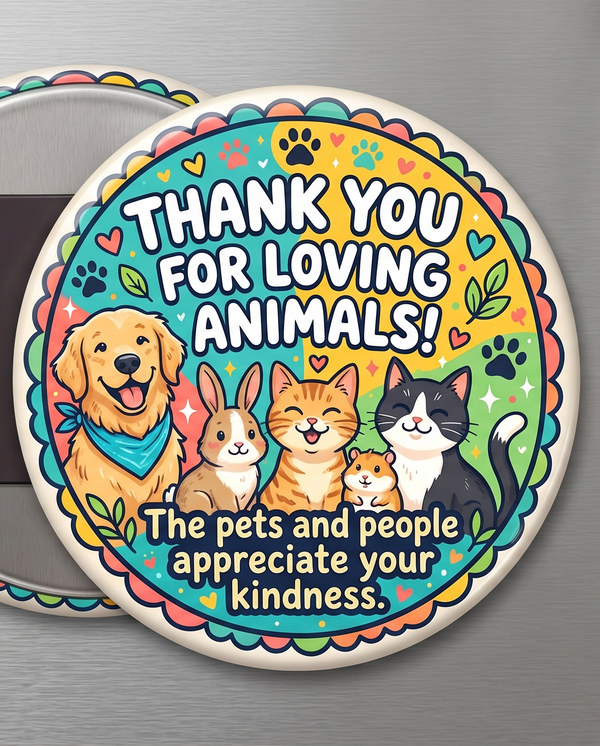 Thank You for Loving Animals pet lover fridge magnet.