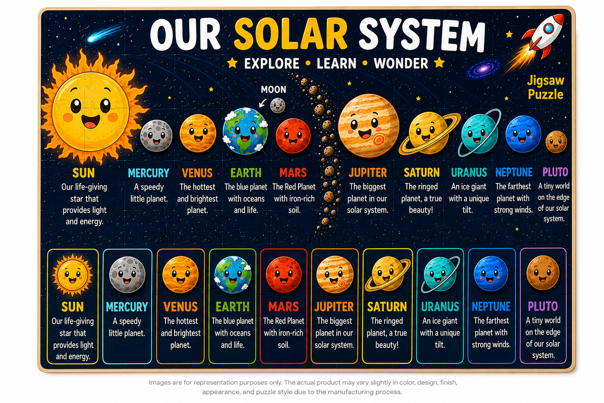 Solar System Educational MDF Puzzle (A4 Size)