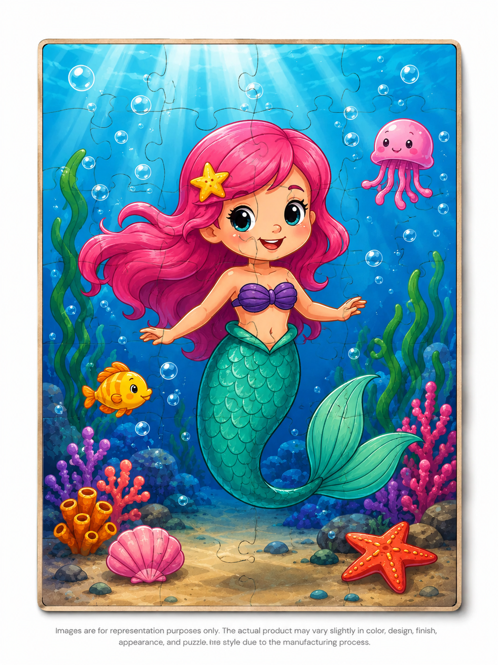 Magical Mermaid Underwater MDF Puzzle (A4 Size)