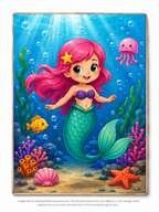 Magical Mermaid Underwater MDF Puzzle (A4 Size)