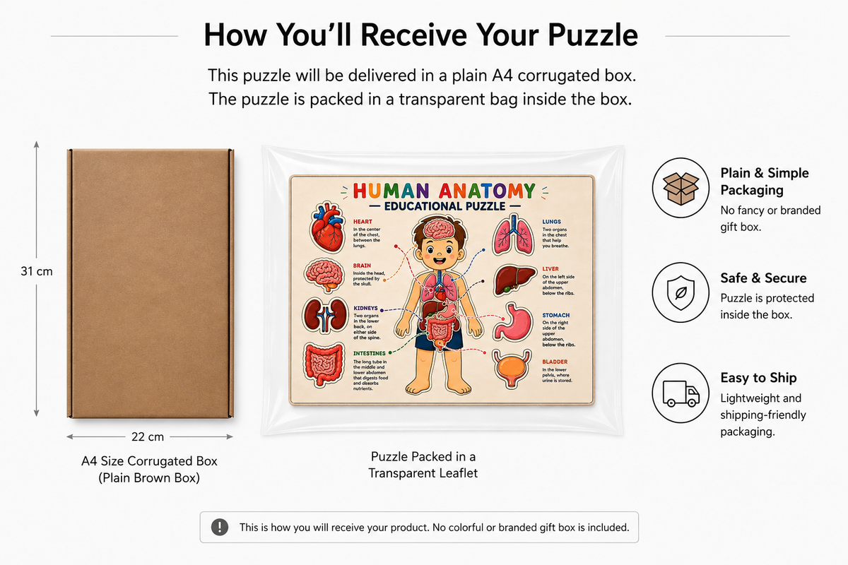 Human Anatomy Educational MDF Puzzle (A4 Size)