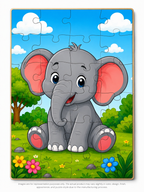 Cute Baby Elephant MDF Puzzle (A4 Size)