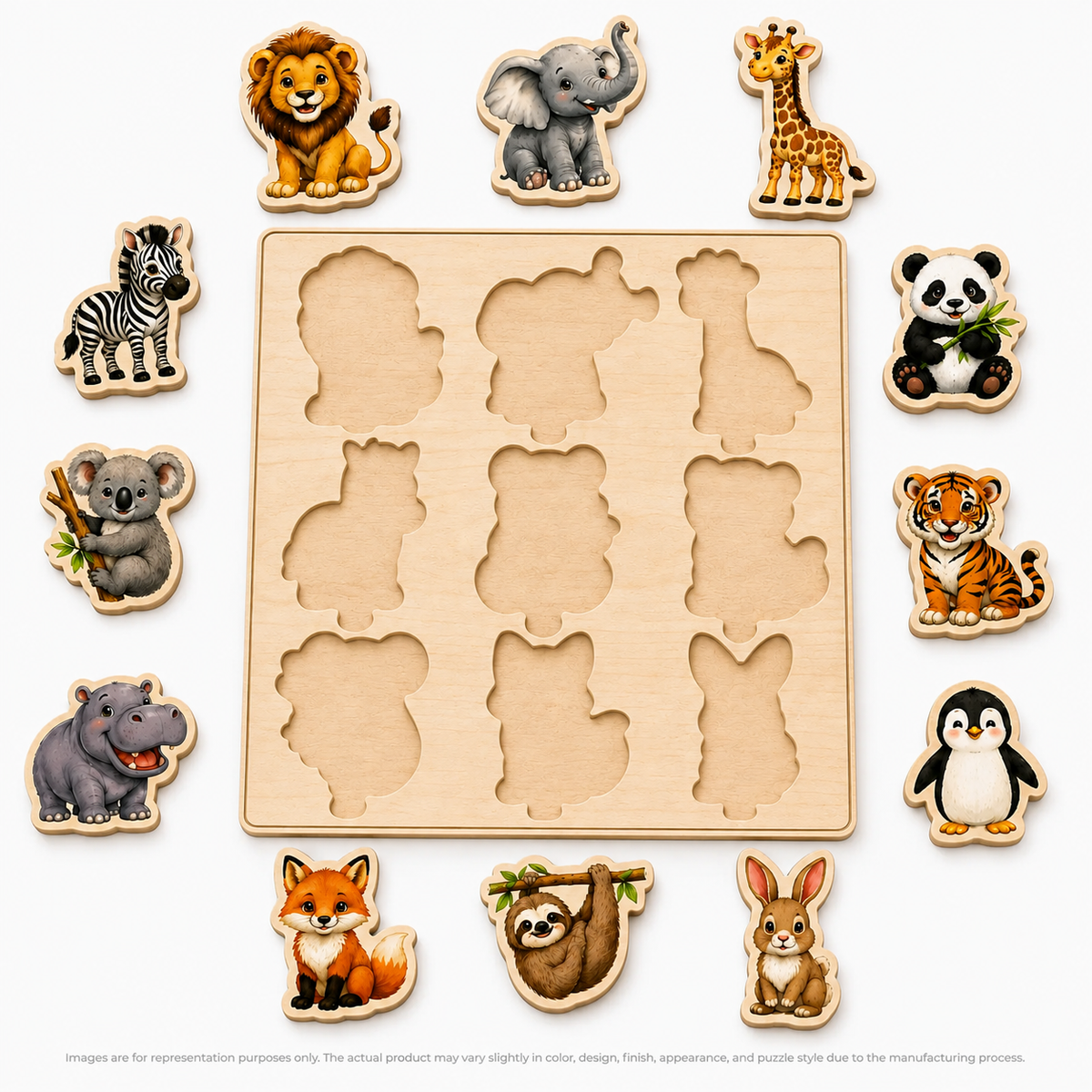 Wild Animals Wooden Tray Puzzle  (A4 Size)