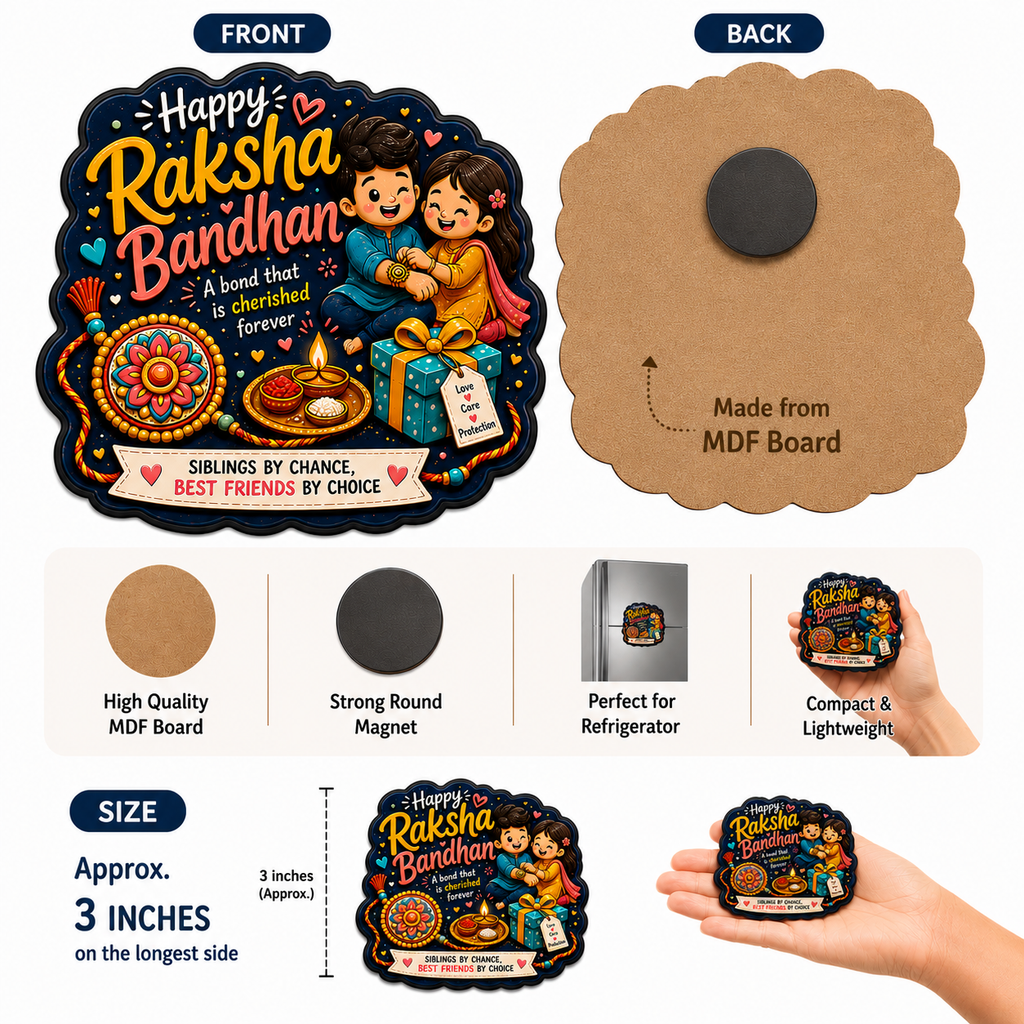 Happy Raksha Bandhan Fridge Magnet | Cute Brother Sister Gift